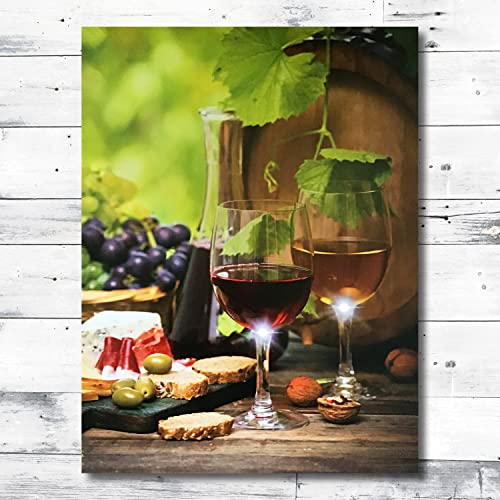 Banberry Designs 2550 Lighted Wine Canvas Print Wall Art With Led Lights Glasses And Bottle Pictured thumb #5