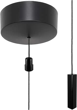 ElekTek Premium Matt Black Bathroom Light Pull Cord Switch Kit - Black Square Bar Black Cord ...