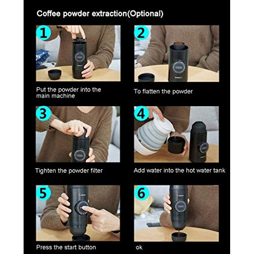 Viinice Café Máquina de café Máquina de café Espresso Cápsulas y compatibles Cafetera de Viaje operado manualmente… - Imagen 8