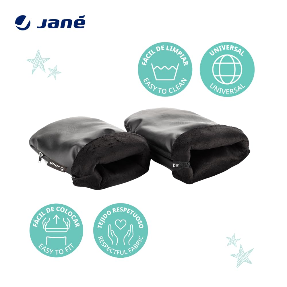 Jané Moufles Poussette Hiver, Universelles avec Fermeture Zippée, Doublure Polaire, Protection Froid et Vent