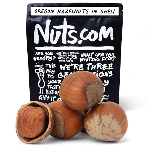 Nuts com Oregon Hazelnuts in Shell, Filberts 3 lb Bag - Whole Raw Jumbo Hazelnuts - Gourmet, Freshly Harvested, Non-GMO, for Cooking, Baking, and Snacking