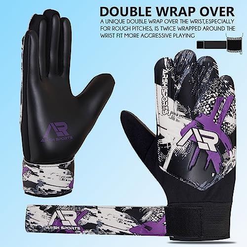 Guantes de portero de fútbol, guantes de portero de fútbol para niños, jóvenes, niños, niños, doble protección de muñeca a lo largo de 4 mm de palma de súper agarre