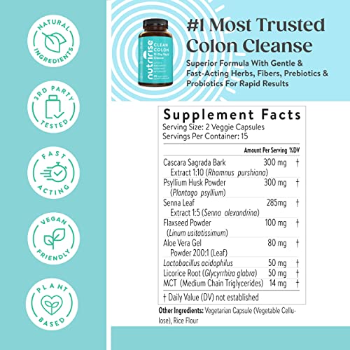 NutriRise 15 Day Quick Colon Cleanse for Gut Health - Digestive Support with Probiotics & Fiber for Constipation, Regularity & Bloating, Sugar & Gluten Free - Image 4