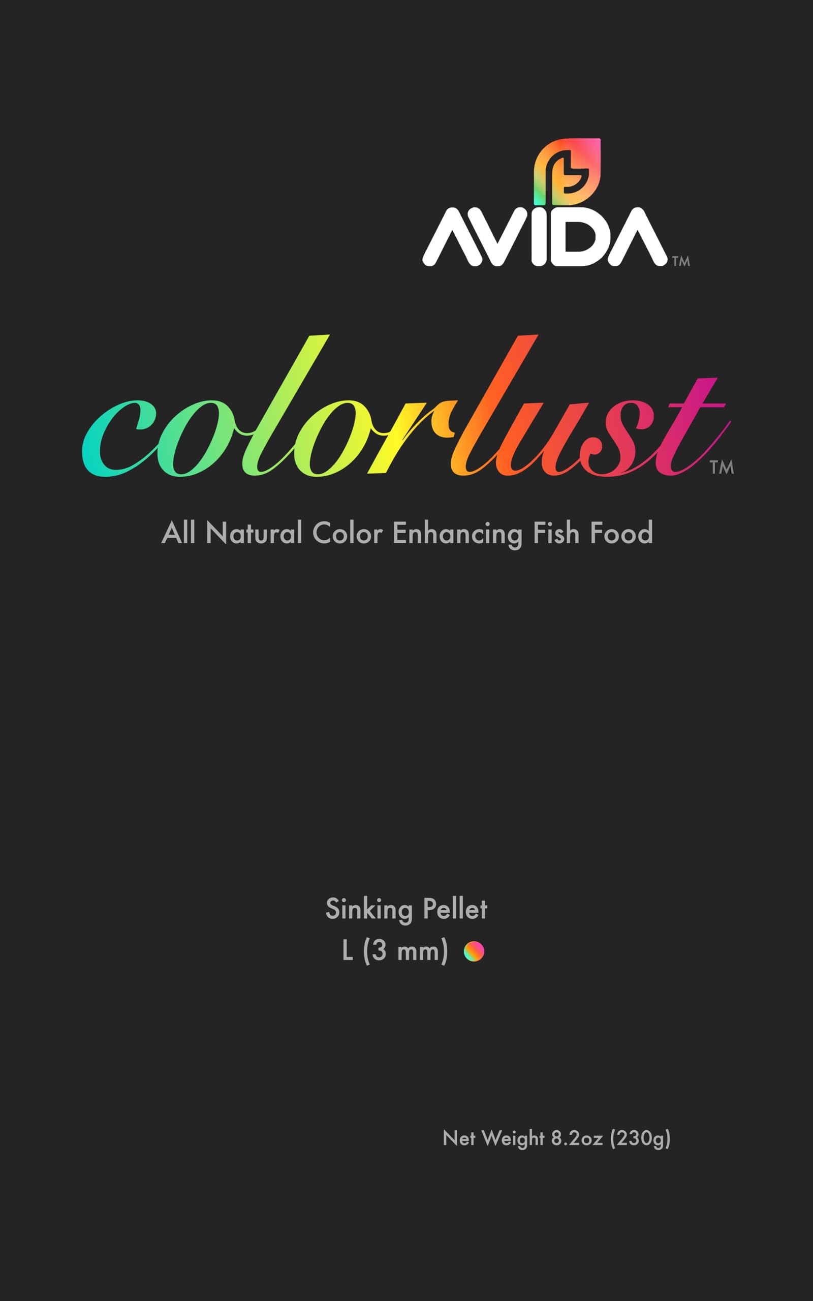 AVIDA Colorlust 8.2oz | All Natural Color Enhancing Fish Food with Astaxanthin | Medium Sinking Pellet (2 mm)
