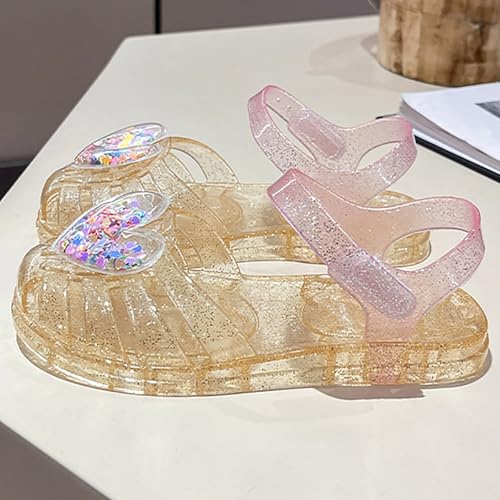 Jelly Sandals for Girls Kids Toddler Princess Sequins Heart Flat Shoes Cute Summer Dress Sandal with Ankle Strap3