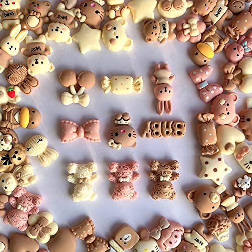 Jinduoduo 120 Pcs Random Slime Charms Bulk Diy Craft Making Resin Making Kit, Resin Flat Back Slime Making Supplies For Diy Scrapbooking Crafts (Brown Bulk) #TOP5