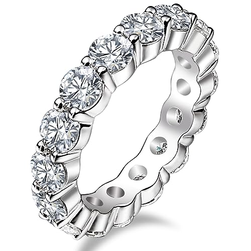 5cttw Moissanite Eternity Ring, D Color Lab Created Diamond Sterling Silver Eternity Wedding Band Ring for Women