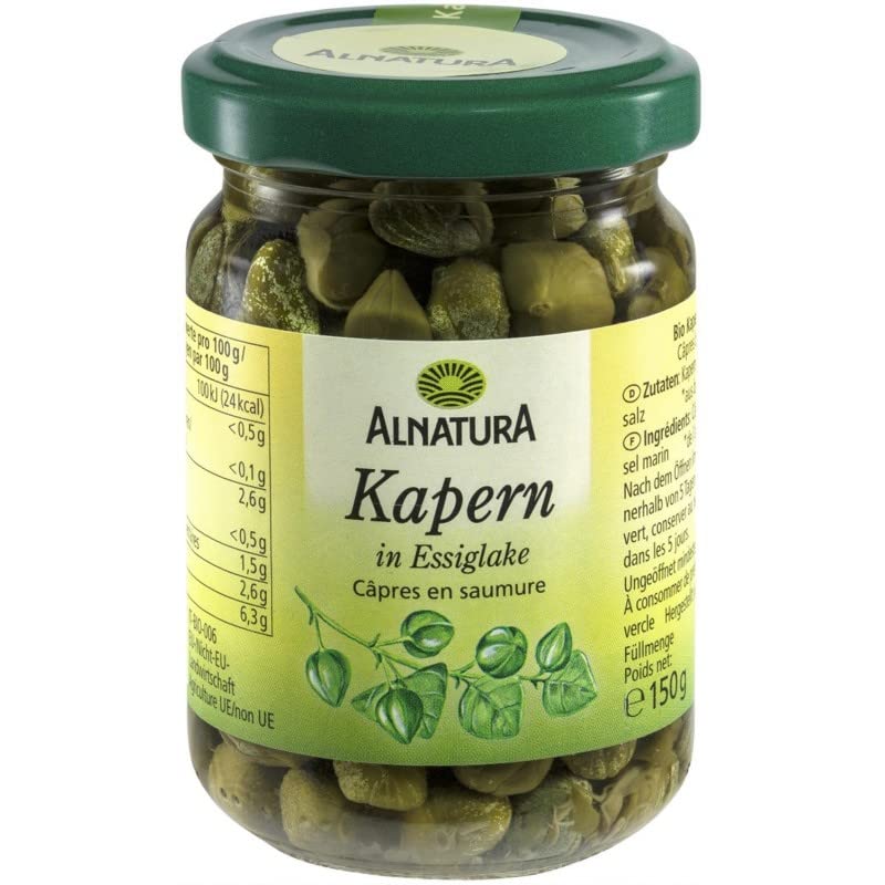 Alnatura - Câpres Bio en saumure - 150g - Saveur intense et naturelle - Idéal pour sublimer vos plats - Produit diététique et nutritif. - Lot De 3 - Vendu Par Lot