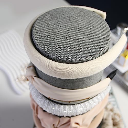 Justsoso Velvet Headband Holder Organizer, Tower Hair Band Stand Display, Headbands Accessories Jewelry Storage for Girls Bedroom Desk (Gray Linen)