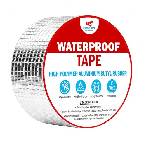Image of Prime Pick Adhesive Butyl Tape Waterproof Aluminum Seal Tape Permanent Rubber Leak Repair Tape for Roof Crack Window Boat Sealing Home Renovation Aluminum 5cm x 5m Pack of 1