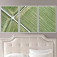 3 Piece Framed Canvas Wall Art Solid Greenery Abstract Industrial Modern Art Multicolor Patterns - 16