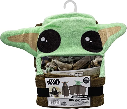 Luti The Mandalorian The Child - Kids Bath/Pool/Beach Hooded Poncho Cotton Towel 5 Piece Set Bundle Gift - Hooded Towel, Pail Bucket With Shovel, Beach Ball, & Swim Ring - Baby Yoda Summer Pool #TOP1