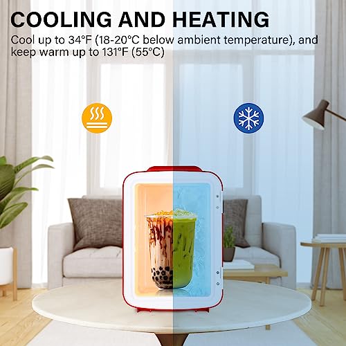 Simple Deluxe Portable Mini Fridge, 4L/6 Can Cooler and Warmer Compact Refrigerator for Skincare, Cosmetics, Beverage, F - Additional View