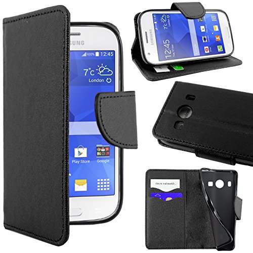 ebestStar - Coque Compatible avec Samsung Ace 4 Galaxy SM-G357FZ Etui PU Cuir Housse Portefeuille Porte-Cartes Support Stand, Noir [Appareil: 121.4 x 62.9 x 10.8mm, 4.0'']