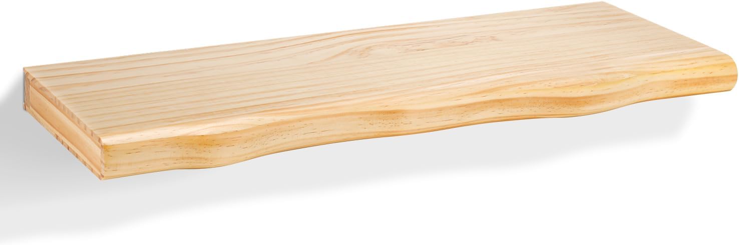 AZSKY Live Edge Floating Shelves for Wall, 36 Inch Floating Shelf, Farmhouse Decor Thick Unique Wood Shelf for Storage Living Room Bedroom Kitchen-Wall Shelf Set of 1 Natural Pine Natural 35.4Inch
