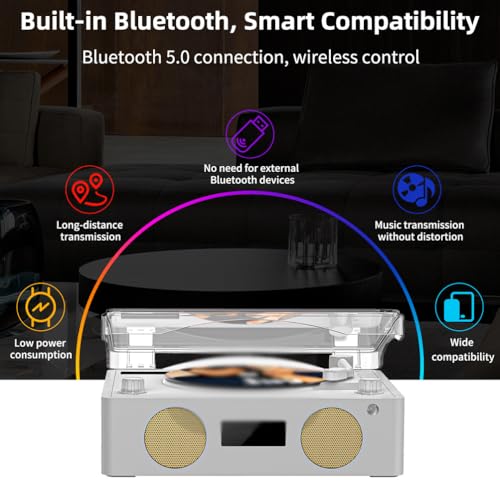 Lecteur CD Bluetooth portable, idée cadeau avec lumière colorée - 4