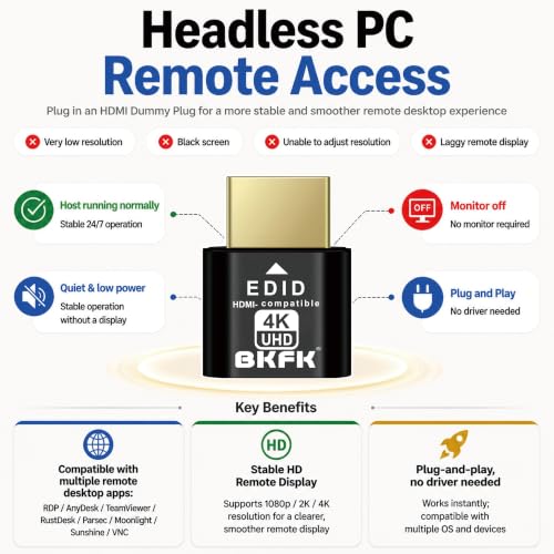 Image of 4K hdmi Dummy Plug - Display to hdmi Adapter, Luna Display Virtual Window for Home-edid Emulator-Dummy, displayport Headless dummie dongle120Hz(4K-1-1)