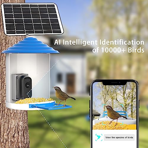 Fuvision Bird Feeder With Camera,Ai Bird Identification,Smart Bird Feeder With Camera,Bird Feeder With 7W Solar Panel,1080P Live View,Auto Capture Bird Video,Pir Motion Detection（Birds Lite） #TOP2
