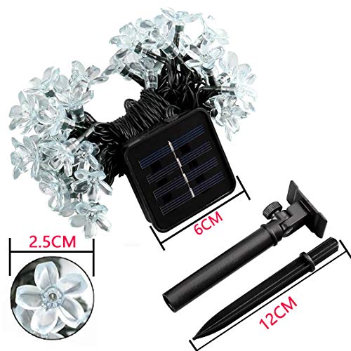 Semilits Outdoor Solar String Lights 50Led Flower Shaped Solar Fairy Lights For Christmas Garden Decoration White #TOP2