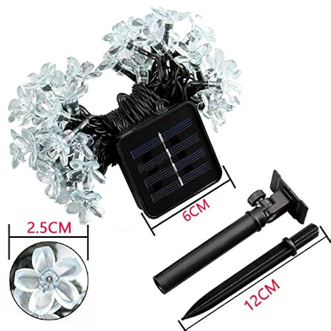 SEMILITS Solar Outdoor String Lights 50LED Flower Shaped Christmas Lights for Patio Garden Decoration Multi Color