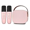 Mini Karaoke Machine for Kids,Portable Bluetooth Speaker with 2 Wireless Microphones for Kids and Adults,Gifts for Girls and Boys age 4-12 Year Old Birthday Party Home (Pinkcolor)
