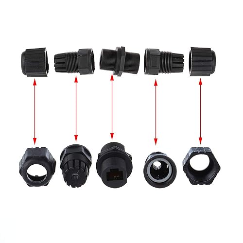 Miniatura 3 de ANMBEST 5 unids M20 RJ45 impermeable Cat55e 8P8C conector IP67 Ethernet LAN Cable conector doble cabeza al aire libre LAN acoplador adaptador hembra