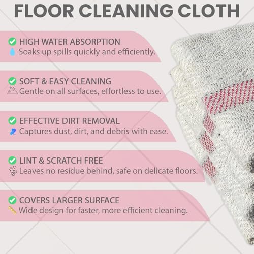 Image of Zureni 18x26 Inch Cotton Pocha with High Water Absorption Reusable & Washable Floor Cleaning Sweeping Dusting Cloth for Home Kitchen and Office (Pack of 4, Off White)