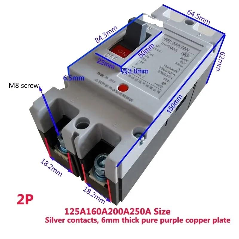Wyłącznik automatyczny, 12V 24V 48V 300A 400A 500A 600A przerywacz prądu stałego przełącznik(250a,1P)