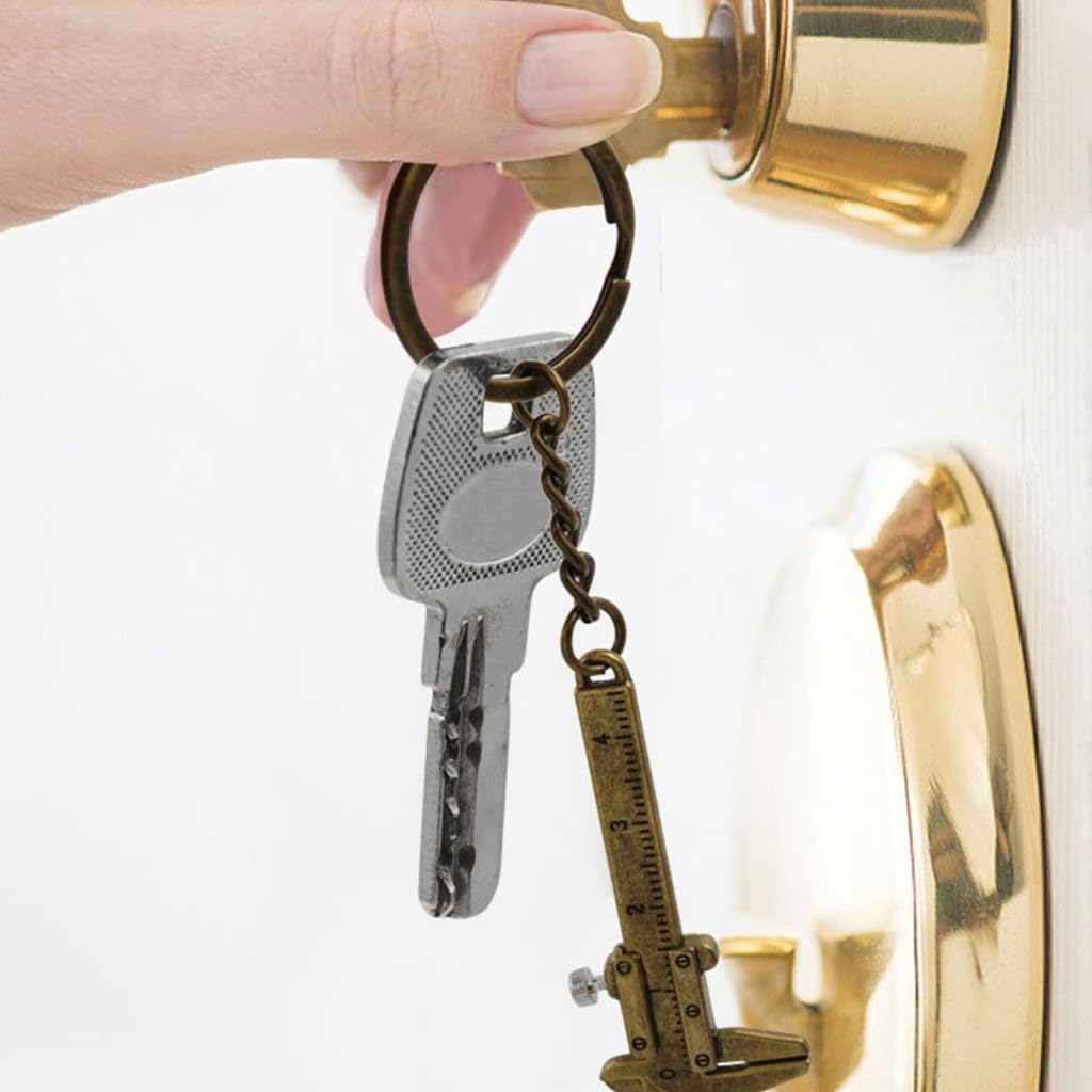 XAGMODSHN 3Pcs Vernier Caliper Keyring Metal Vernier Caliper Straight Tooth Keychain Pendant Alloy Keychain