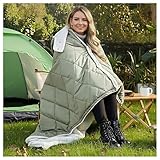 Kintiwe Pro Heated Blanket Battery Operated, 12V Portable Electric Heated Throw Shawl with Detachable Hood-Scarf,Heating Outdoor Camping Blanket Hoodie for Traveling,Picnics,Car