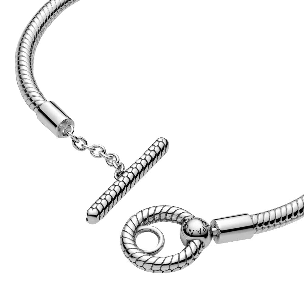 PANDORA Icons - Bracciale con maglia snake e chiusura a T, in argento sterling