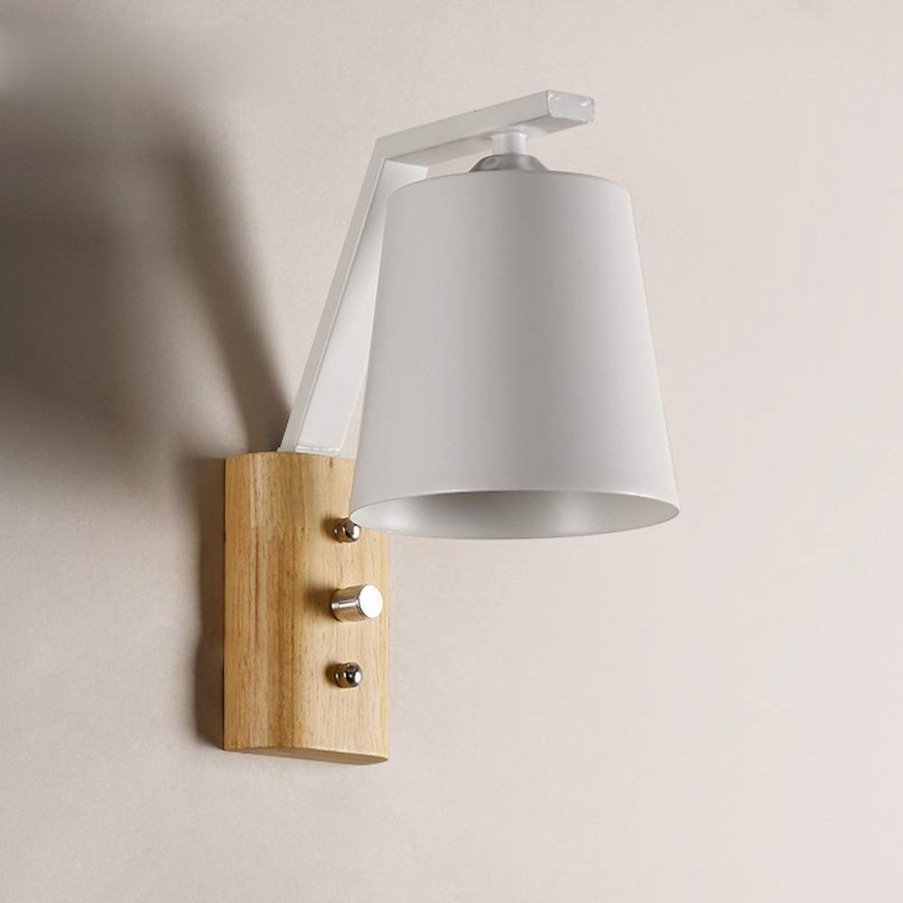 Wandleuchte Nordic Modern Holz Schmiedeeisen LED Wandlampen Minimaslist Schlafzimmer Nacht Leselampe E27 Wandlaterne Beleuchtungskörper Wandleuchte für Wohnzimmer Arbeitszimmer Veranda Korridor