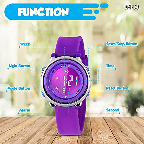 Kidstech Kids Digital Watch - Waterproof, 7-Color LED Backlight Digital Watch for Kids, Multifunctional Luminous Display Watch for Girls and Boys2