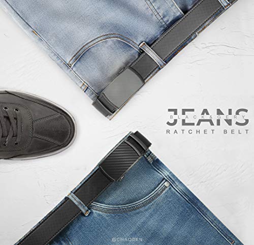 Image of CHAOREN Mens Belt Leather Ratchet Belt 2 Pack - Customizable Fit, Effortless Style (35mm)