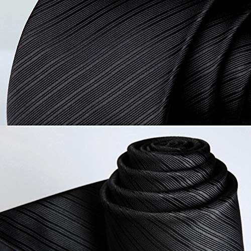 Image of HISDERN Mens Striped Tie and Pocket Square Set Necktie for Men | soft smooth texture, wrinkle-free, neat hand-tied knot, gifting ready, regular 3.4 width, coordinated look, business wedding