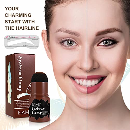Eyebrow Stamp Stencil Kit - Eyebrow Stamp Kit, Waterproof Long Lasting Buildable Eyebrow Powder Stamp Makeup Tools With 10 Styles Reusable Eyebrow Stencils 2 Eyebrow Pen Brushes #TOP4