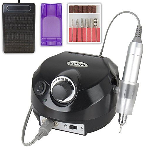 Electric Acrylics Nail Drill, CoastaCloud 110V Professional Manicure Pedicure Nail Drill File Machine Kits with Pedal - Black