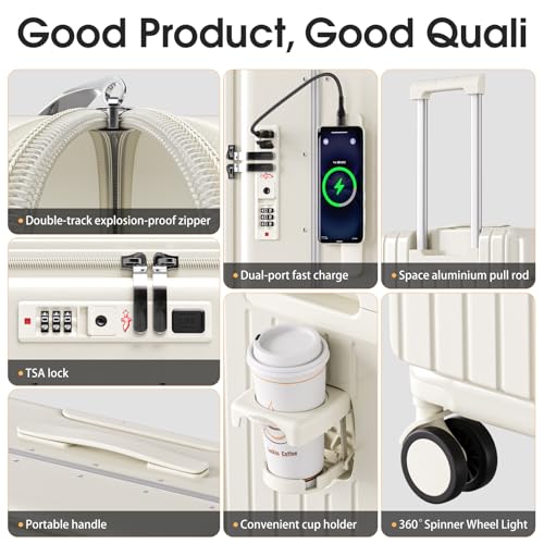 SKYROMER 20 Inch carry on luggage 22x14x9 airline approved Hard Shell Spinner Suitcase Top Opening Aluminum Frame Travel Luggage Suitcases for Woman Men Gifts (Blue)4