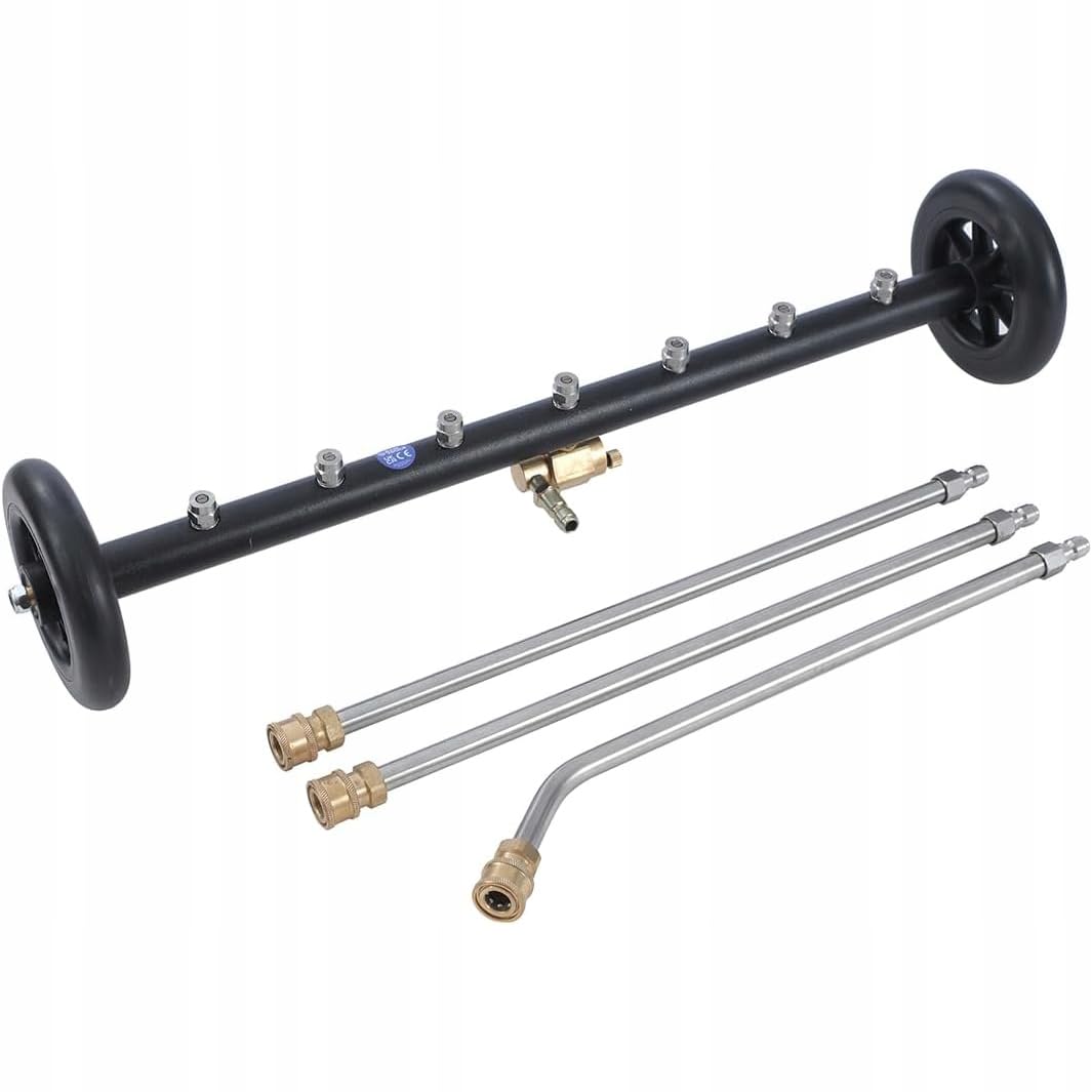 Rosfix Zestaw do mycia podwozia 275 barów - 7 dysz 40°, 1/4" Quick Plug, łącznie 126 cm | stal nierdzewna, gumowe kółka | czyszczenie samochodów i płaskich powierzchni, akcesoria do myjki