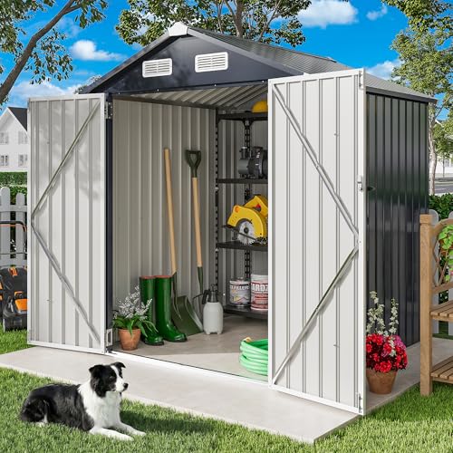 Image of IRONCK 5.7x5.7FT Outdoor Storage Shed, Tool Shed, Dark Blue