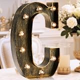 OYCBUZO Golden Black Led Marquee Letter - Industrial, Vintage Style Light Up Alphabet Letter Sign for Cafe Wedding Birthday Party Christmas Lamp Home Bar Initials Decor - C
