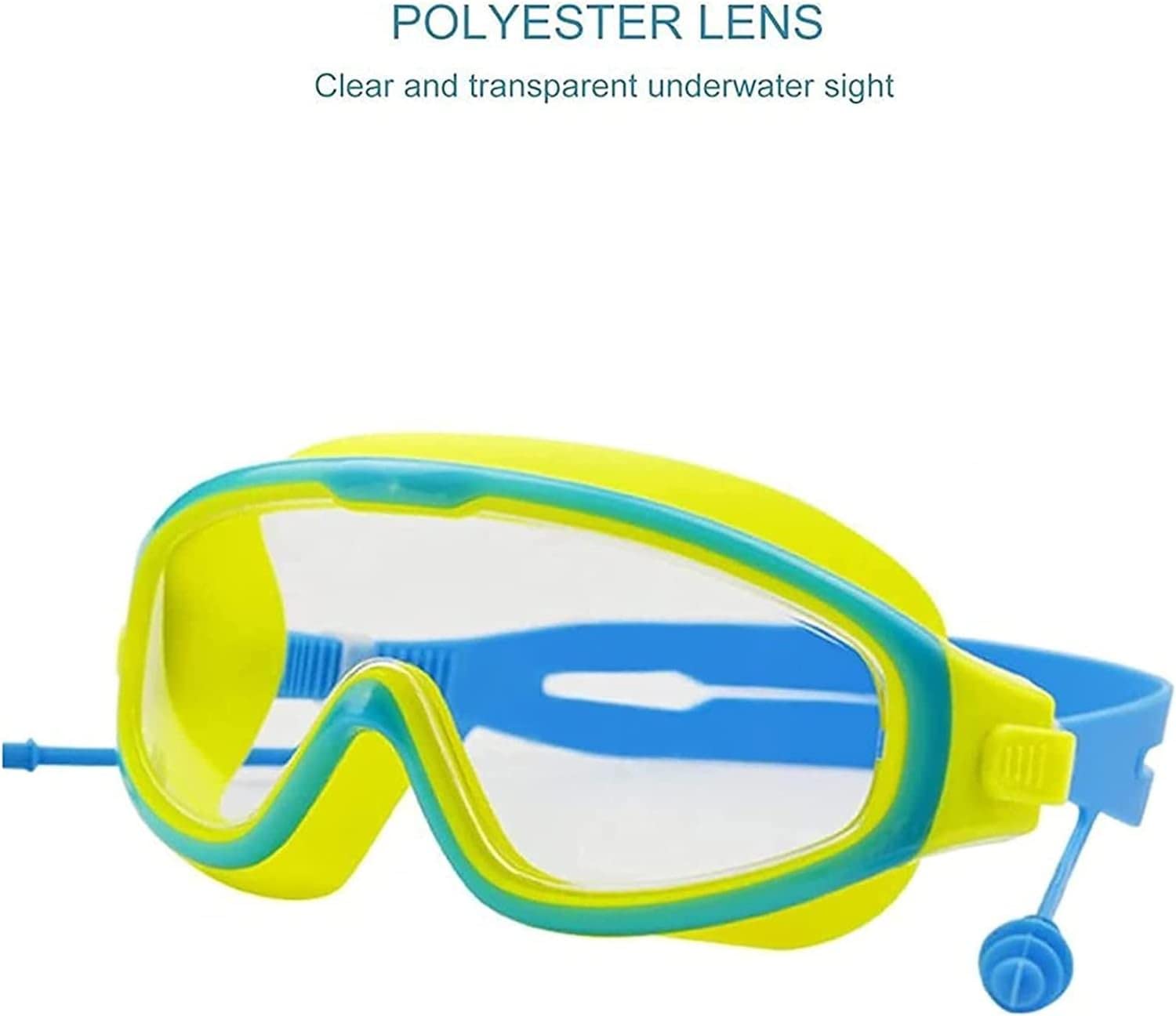 Antibeschlag-Schwimmbrille mit großem Rahmen und Ohrstöpsel, wasserdichte Ausrüstung für Taucherbrillen für Kinder (Pink)