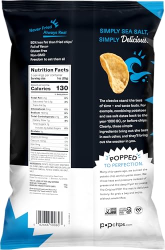 Popchips Potato Chips, Sea Salt, Gluten Free, 5 Ounce (Pack of 12)