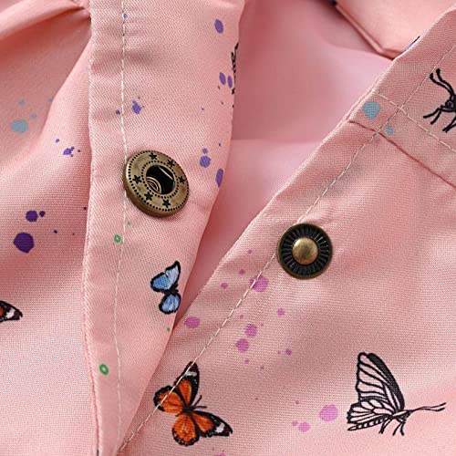 Baby Girls Hooded Raincoat Button Print 𝗪aterproof Outerwear Cute Lightweight Windproof Jacket with Pocket4