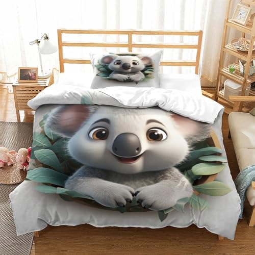 Housse de couette koala anti-transpiration en microfibre douce lit simple 135x200cm