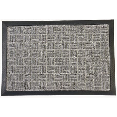 Rubber-Cal 03-197-ZWGR"Wellington" Rubber Carpet Door Absorbent Mat, 4' x 6', Gray Cover