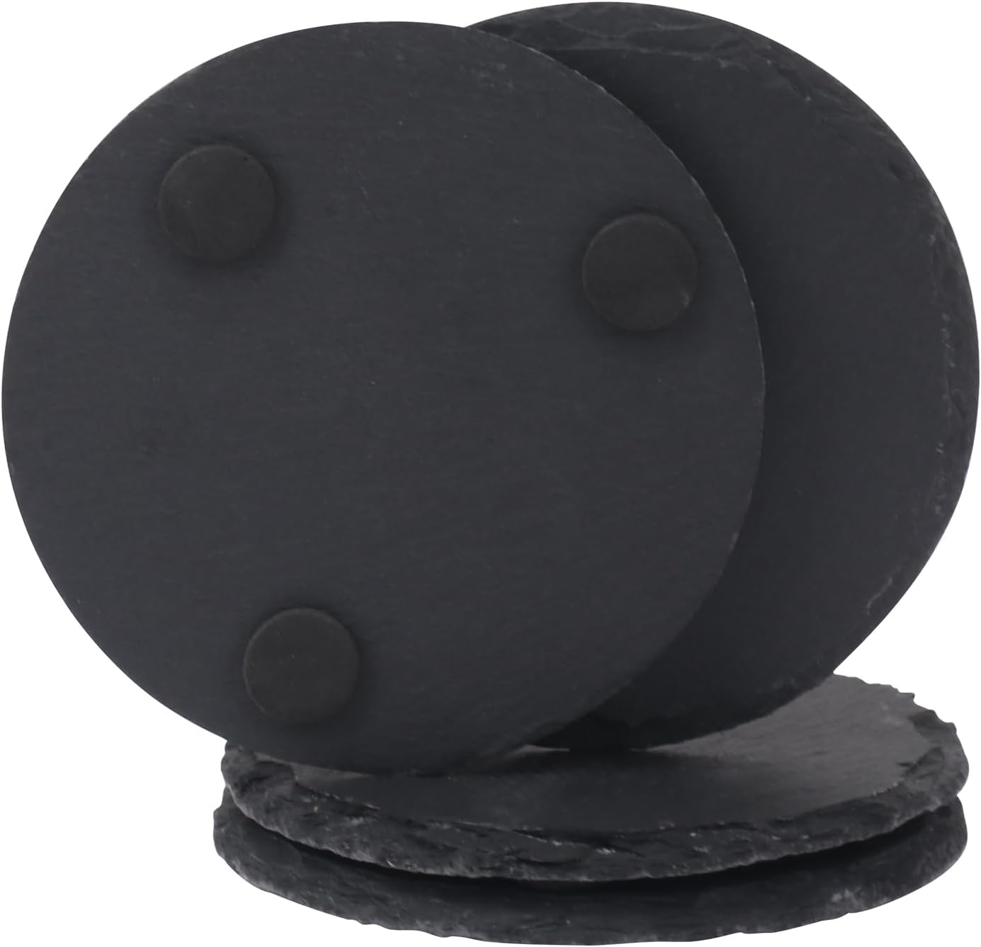 30 Pack 4 Inch Round Slate Coasters, Black Stone Coasters with Anti-Scratch Bottom, Ideal for Home Decor, Bar, Housewarming Gifts, and Laser Engraving KUKLIPJIM - Image 3