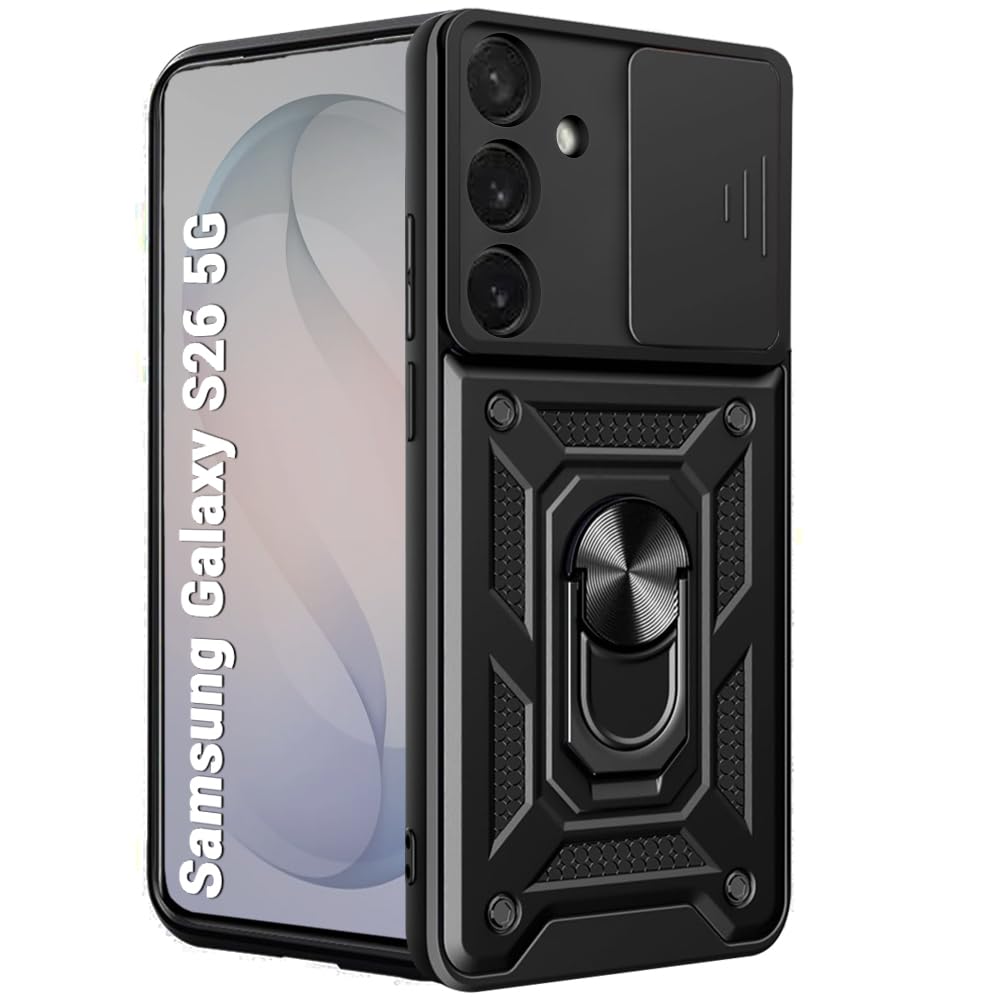 TheGiftKart Back Cover Case for Samsung Galaxy S26 5G | Armor Bumper Case with Sliding Camera Cover, Kickstand & Ring Holder | 360 Degree Protection Back Cover for Samsung S26 (PC & TPU, Black)-image-17