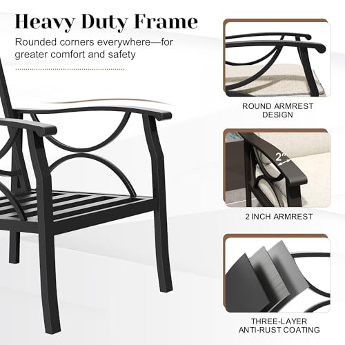 Image of FansaFurn 3 Seats Outdoor Patio Furniture Set, Outdoor Metal Sectional Furniture with Cushions, Outdoor Conversation Set with Coffee Table for Deck, Balcony, Backyard, Garden, Black