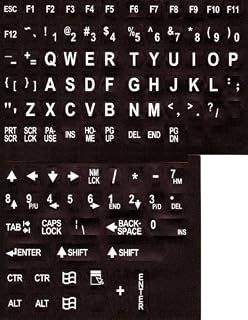 Large Print English Keyboard Stickers Labels Overlays (Lexan polycarbonate, 3M adhesive) for the